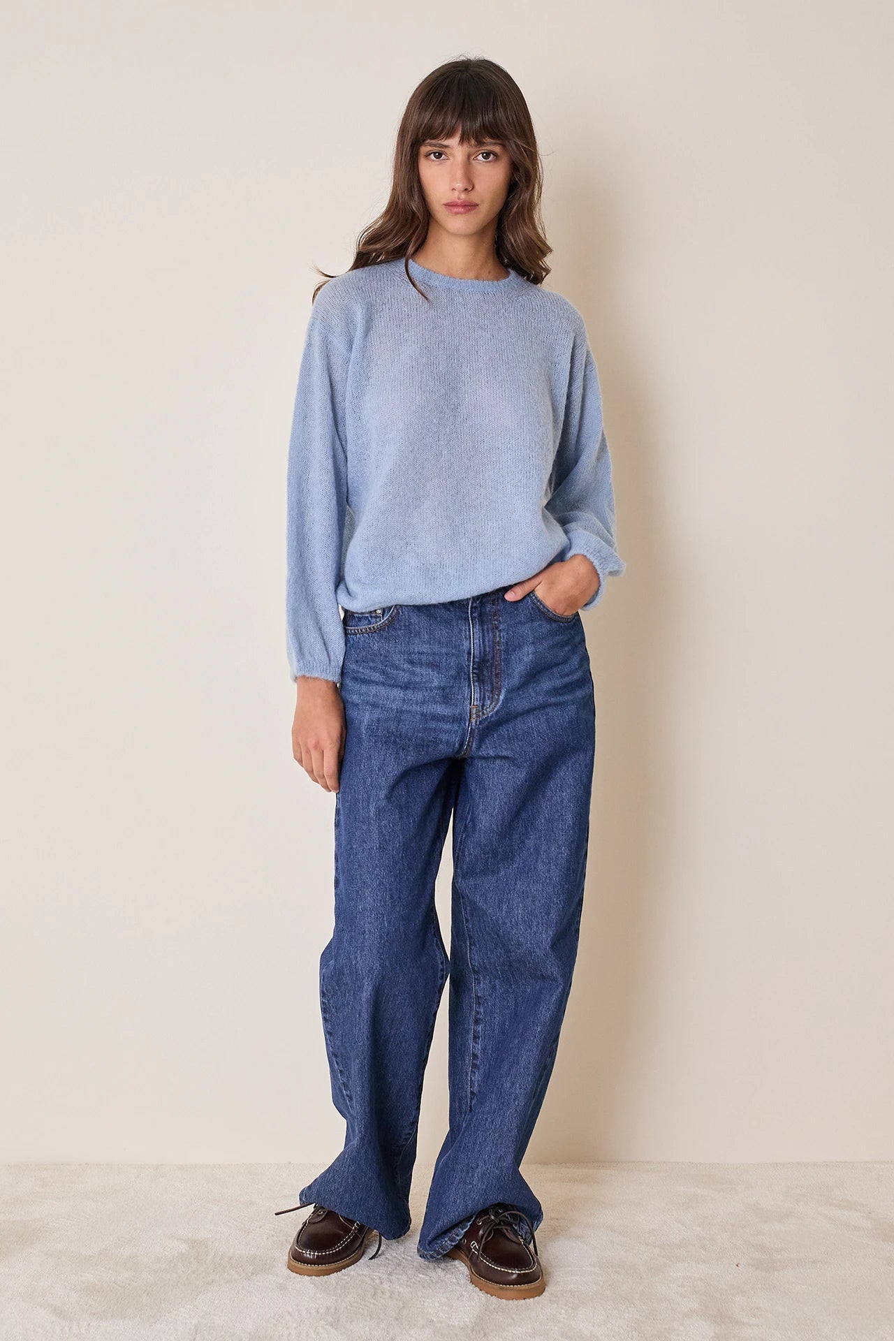 Mohair and baby alpaca crew neck sweater