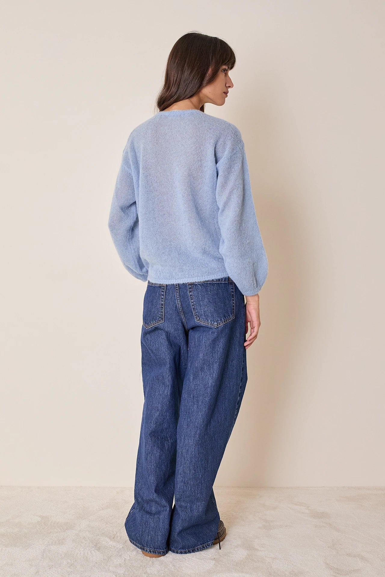 Maglia girocollo in mohair e baby alpaca