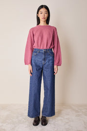 Maglia girocollo in mohair e baby alpaca