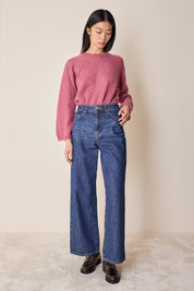 Maglia girocollo in mohair e baby alpaca