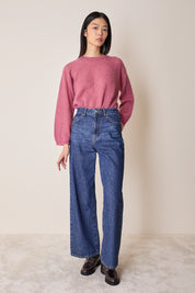 Maglia girocollo in mohair e baby alpaca