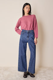 Maglia girocollo in mohair e baby alpaca