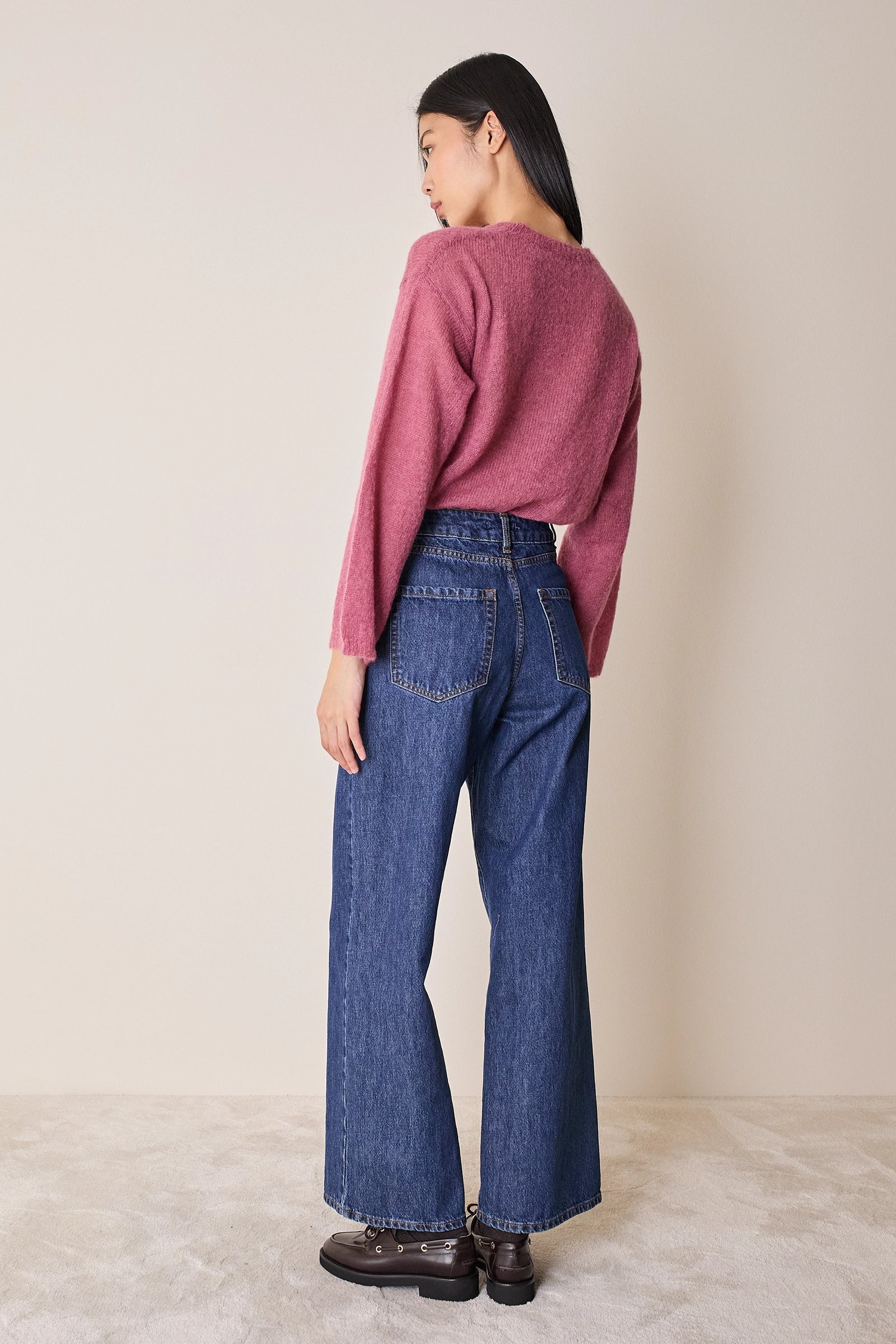 Maglia girocollo in mohair e baby alpaca