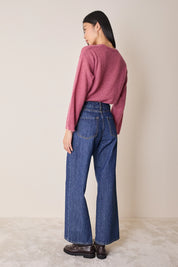 Maglia girocollo in mohair e baby alpaca