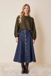 Maglia girocollo in mohair e baby alpaca