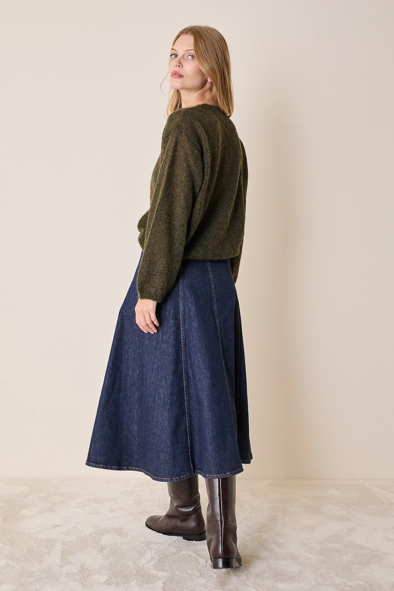 Maglia girocollo in mohair e baby alpaca