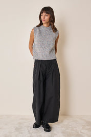Buttoned mélange yarn vest