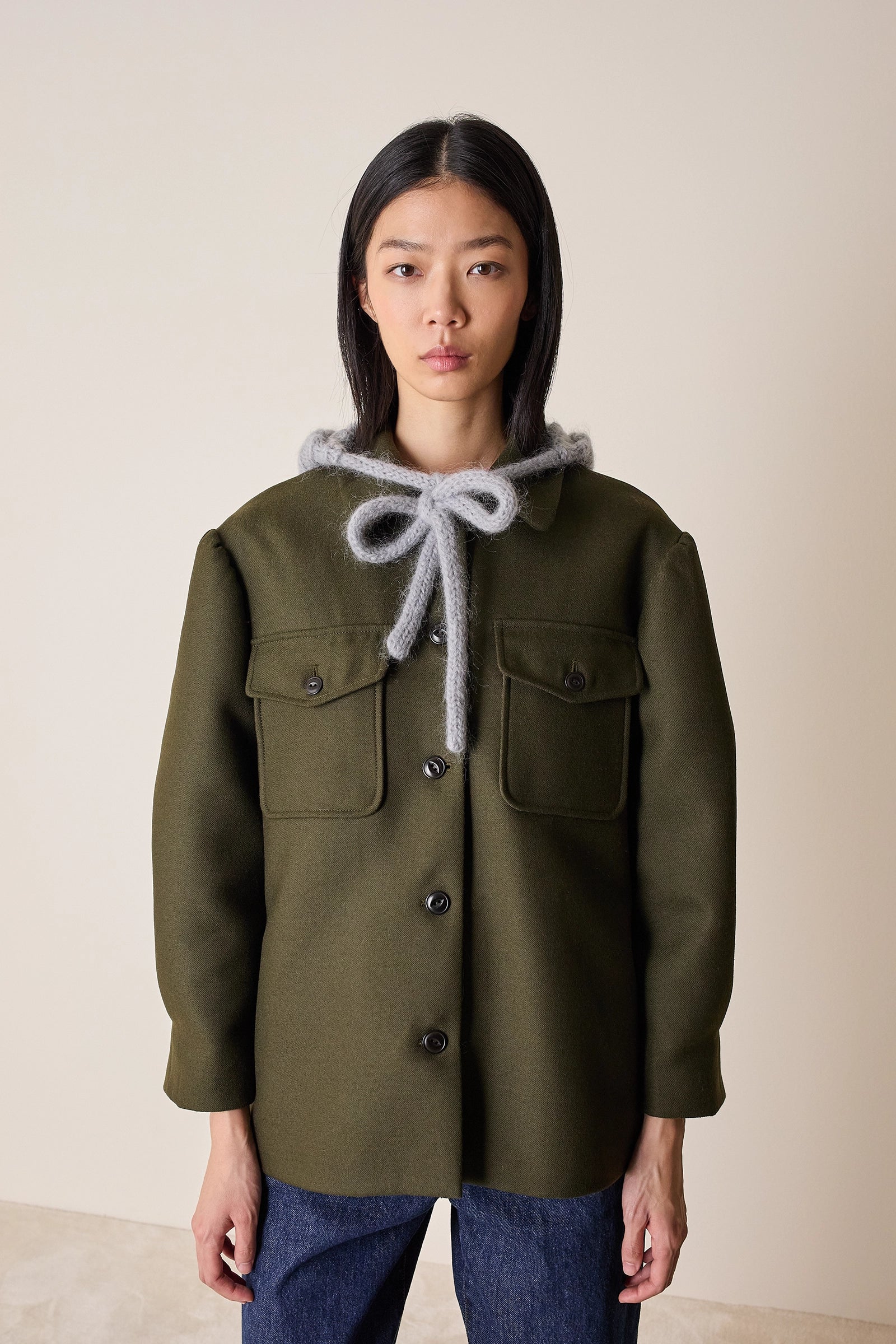 Balaclava in mohair con fiocco