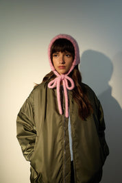 Balaclava in mohair con fiocco