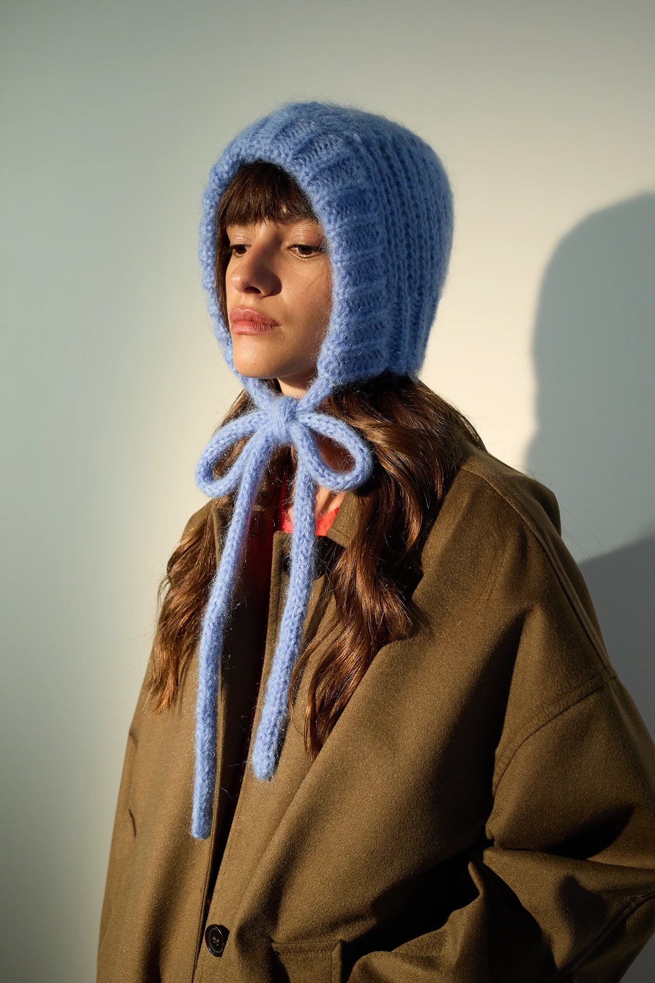 Balaclava in mohair con fiocco