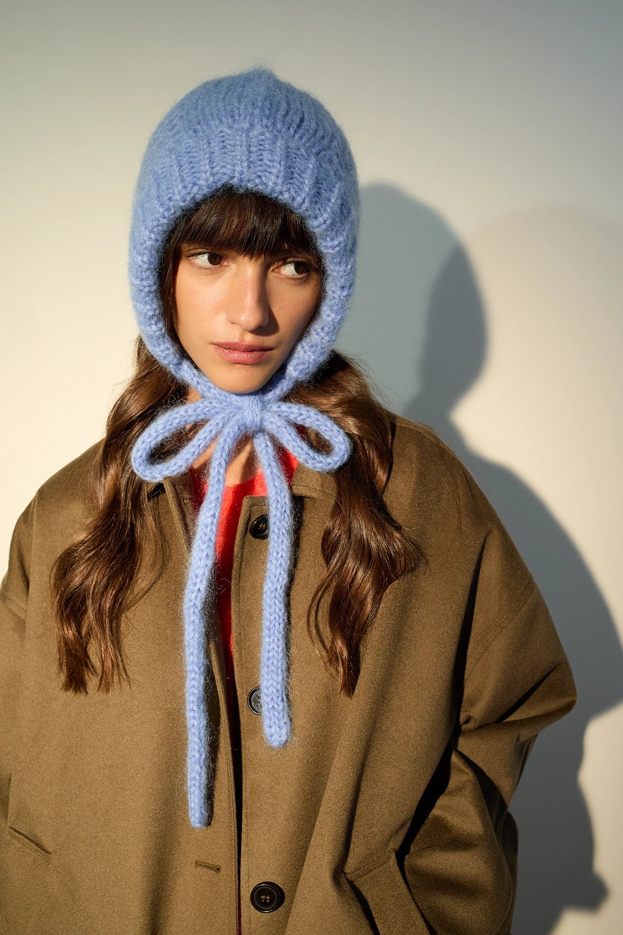 Balaclava in mohair con fiocco