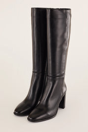 Leather high boots with 8 cm heel
