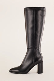Leather high boots with 8 cm heel
