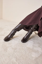Leather high boots with 8 cm heel
