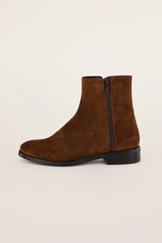 Suede ankle boots with double zip