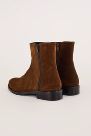 Suede ankle boots with double zip