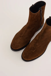 Suede ankle boots with double zip