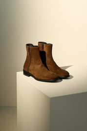 Suede ankle boots with double zip