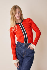 Maglia girocollo con polsini volant