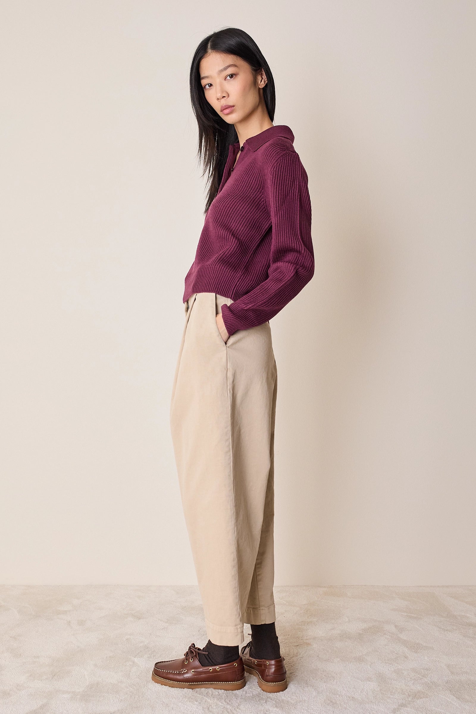 Polo a costine in lana vergine