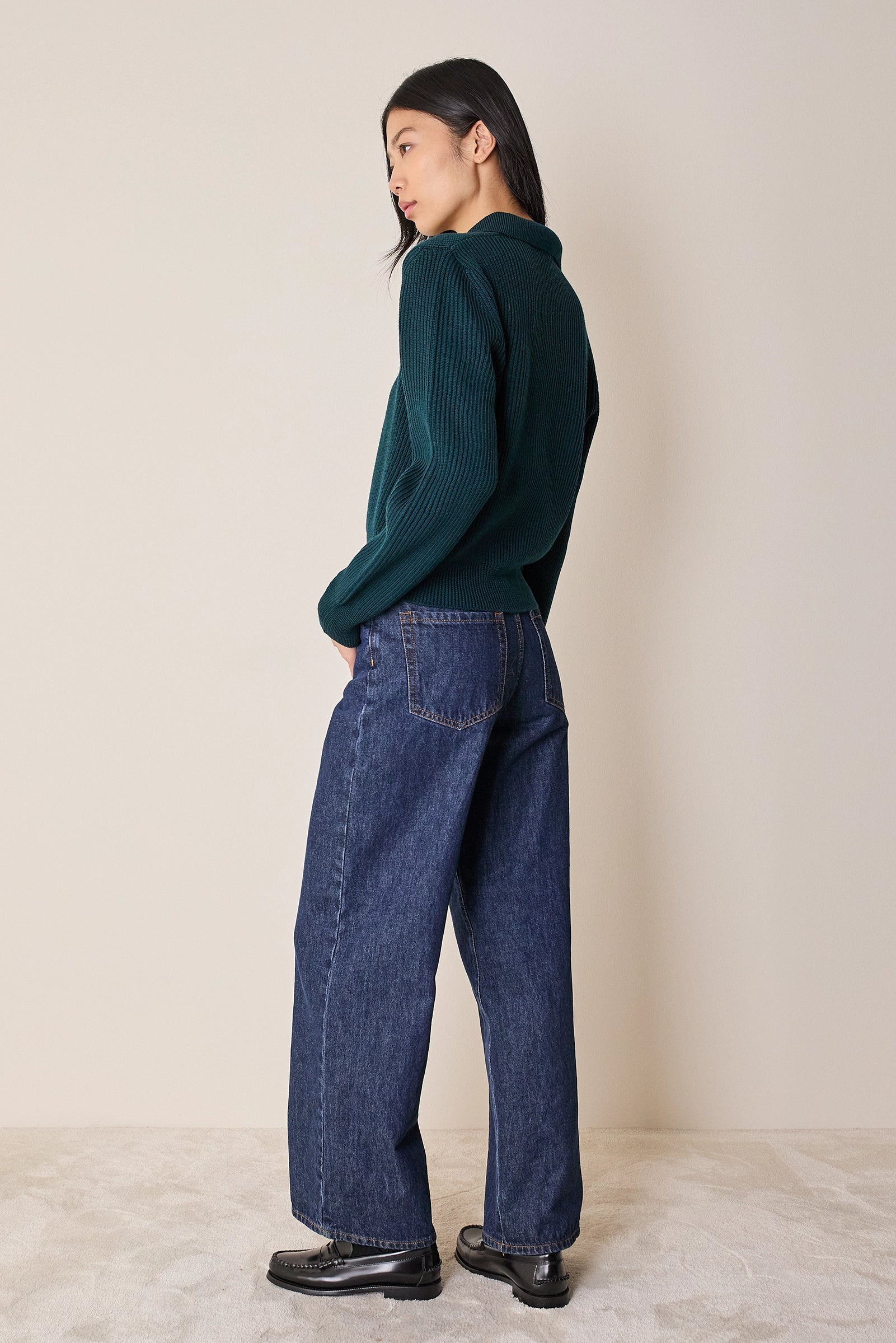 Polo a costine in lana vergine