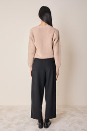 Cardigan a costine in lana vergine