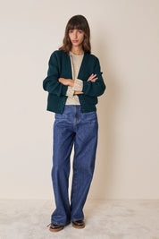 Ribbed virgin wool cardigan