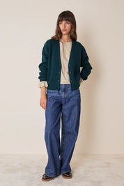 Ribbed virgin wool cardigan