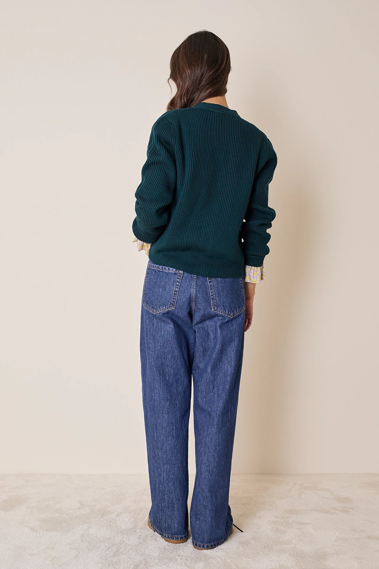 Ribbed virgin wool cardigan