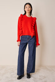 Maglia in lana con volants