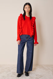 Maglia in lana con volants