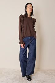 Maglia in lana con volants