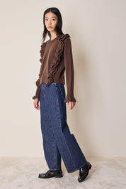 Maglia in lana con volants