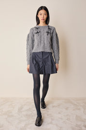 Maglione con fiocchi in velluto