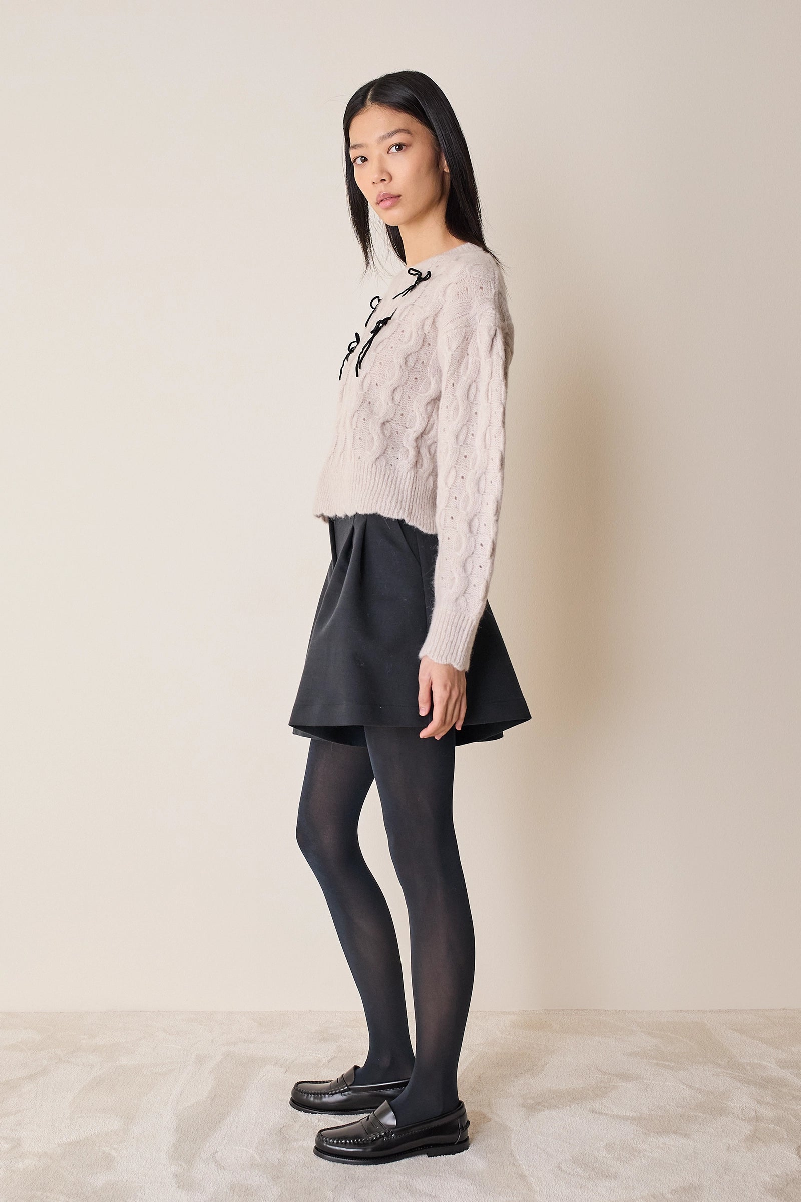 Maglione con fiocchi in velluto