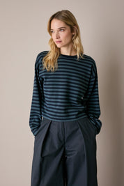 Maglia girocollo boxy a righe