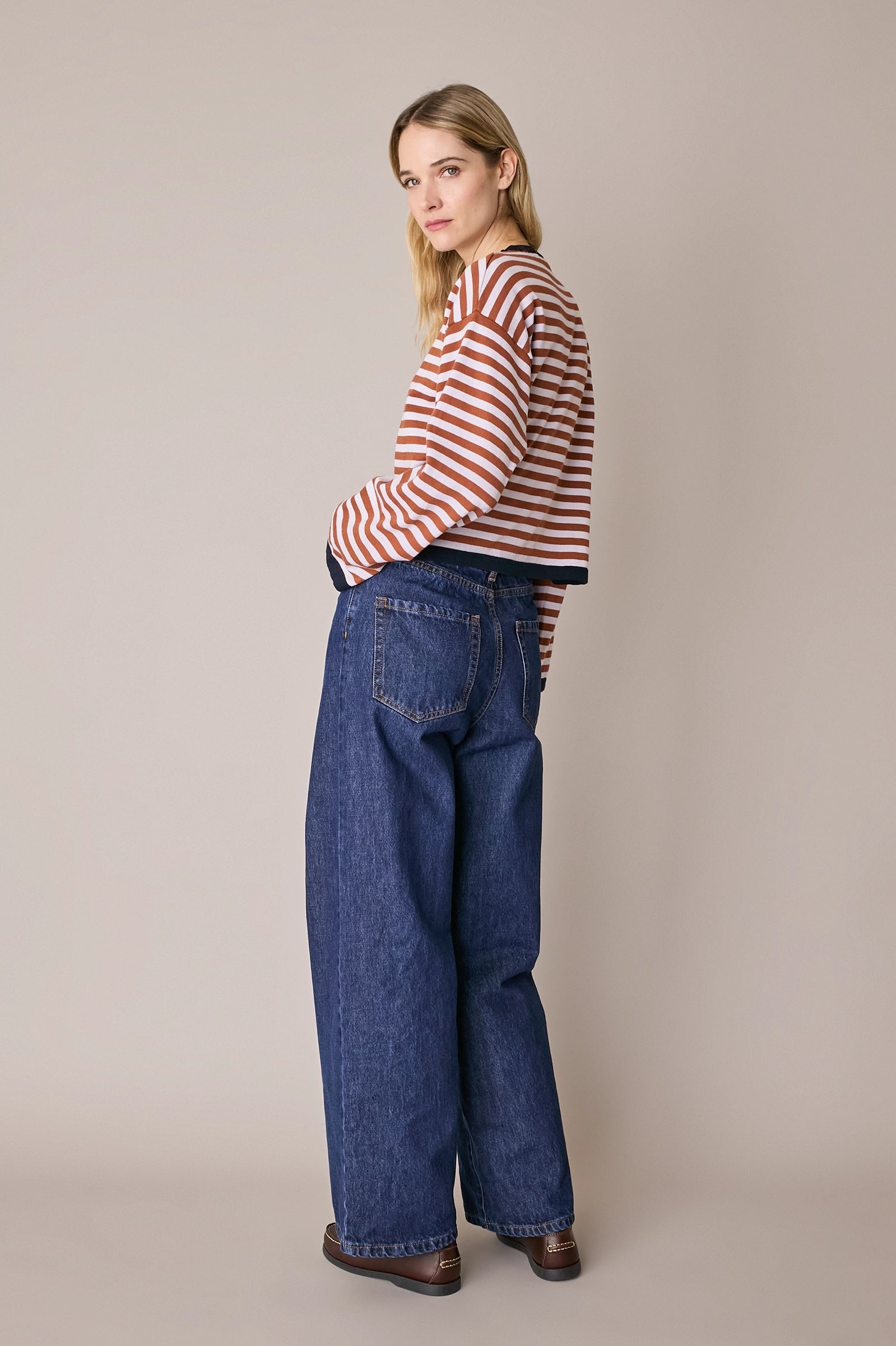 Maglia girocollo boxy a righe