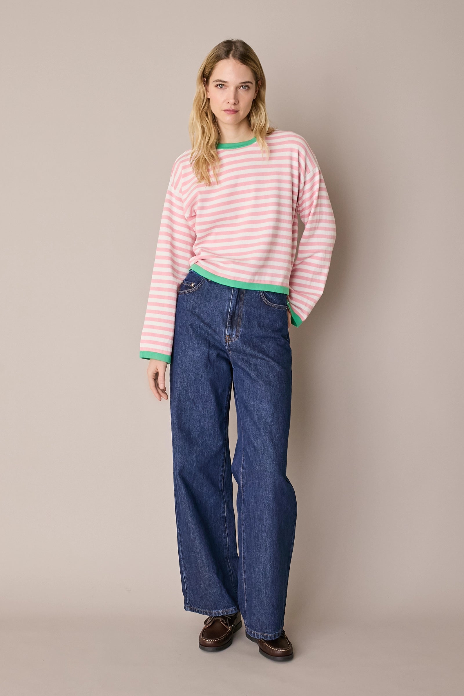Maglia girocollo boxy a righe