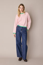 Maglia girocollo boxy a righe