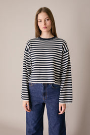 Maglia girocollo boxy a righe