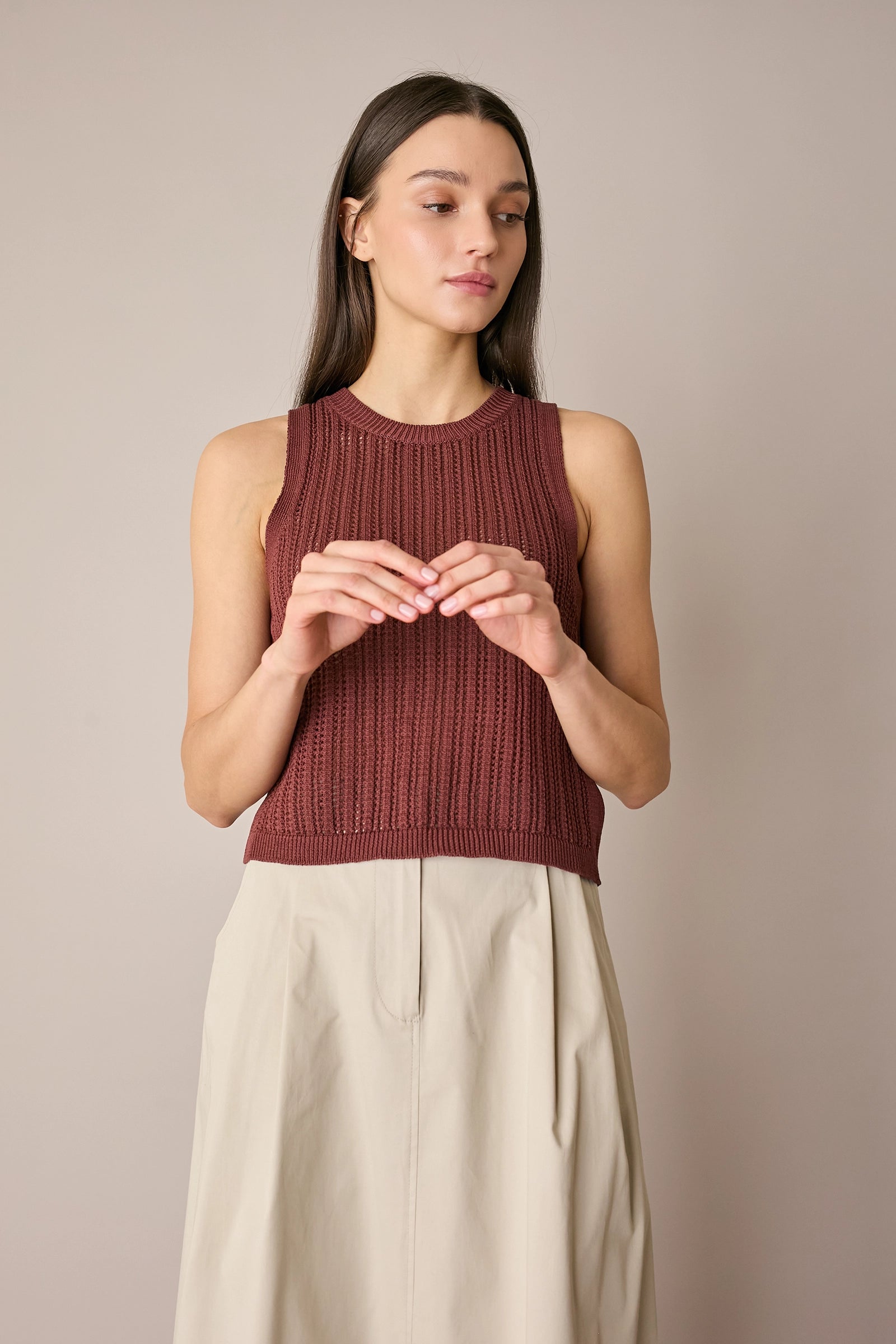 Top in cotone traforato