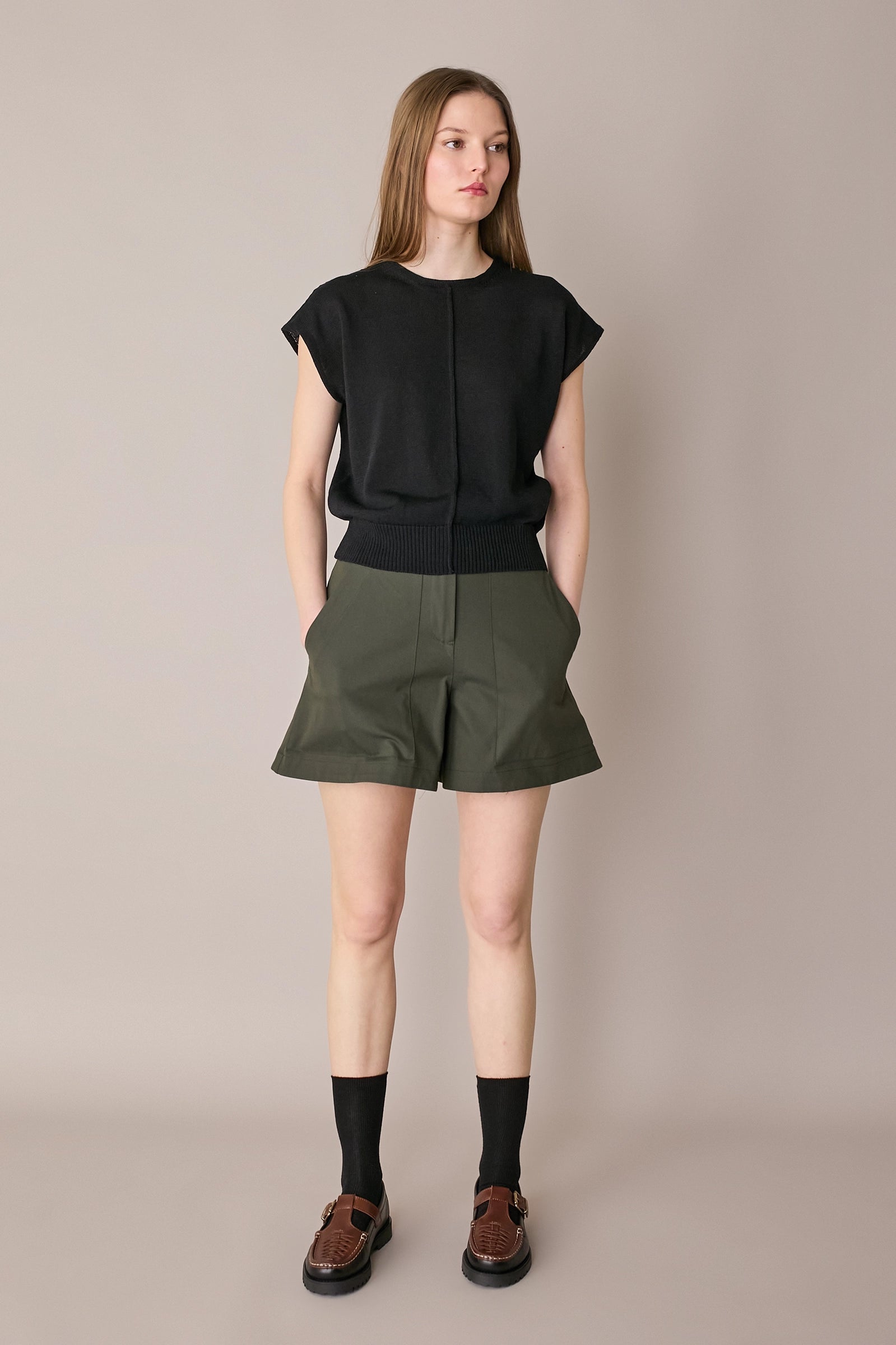 Maglia in lino e cotone con maniche kimono