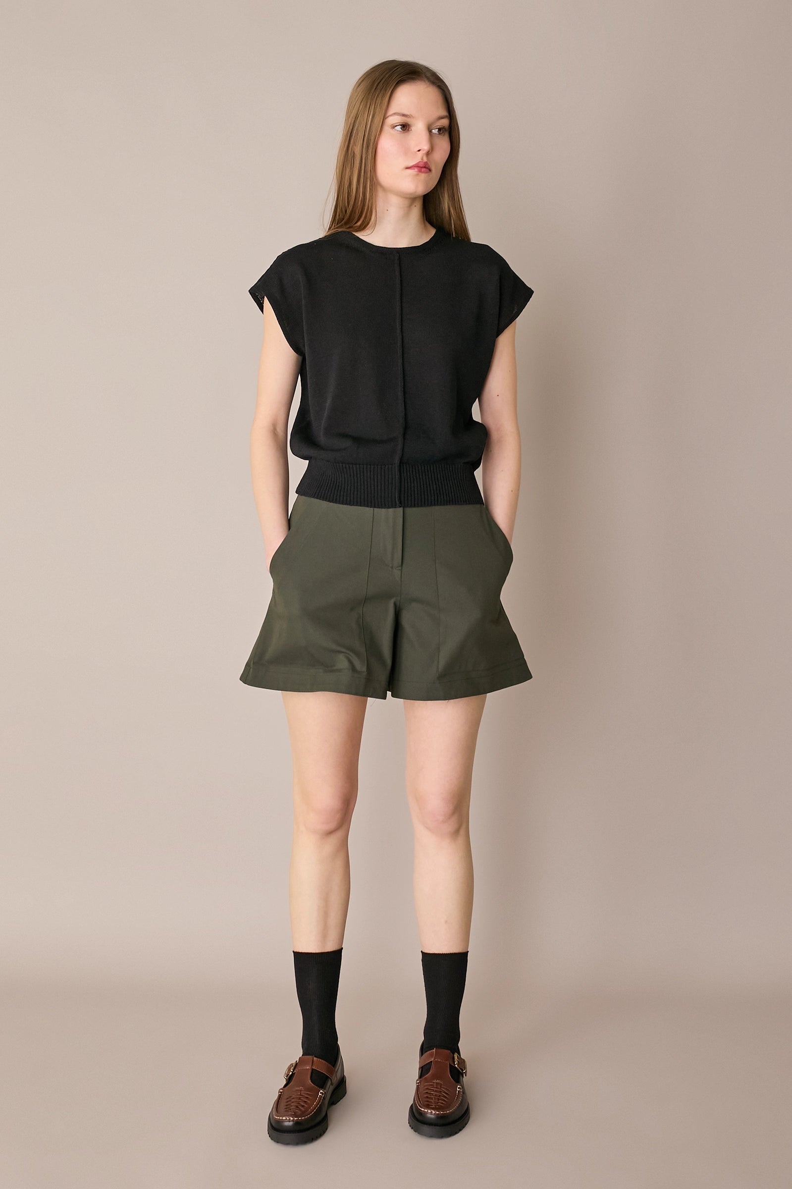 Maglia in lino e cotone con maniche kimono