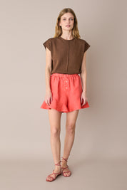 Maglia in lino e cotone con maniche kimono