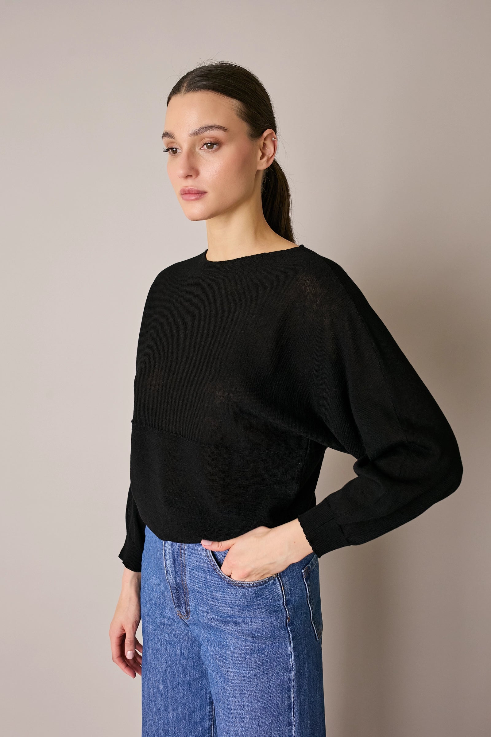 Maglia relaxed in lino e cotone