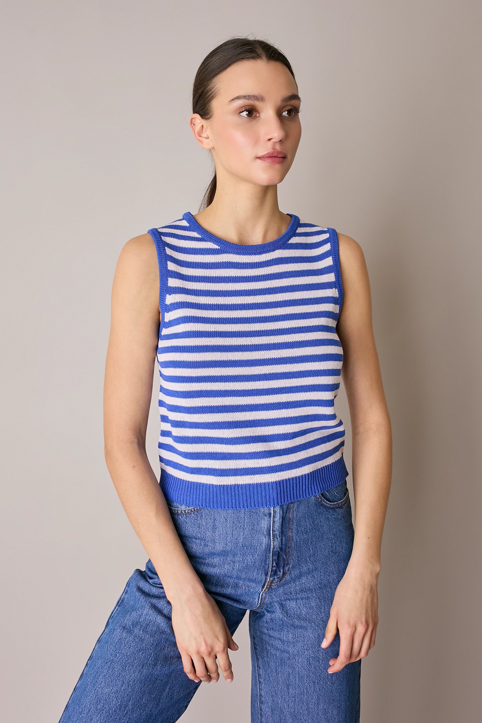 Top a righe in cotone