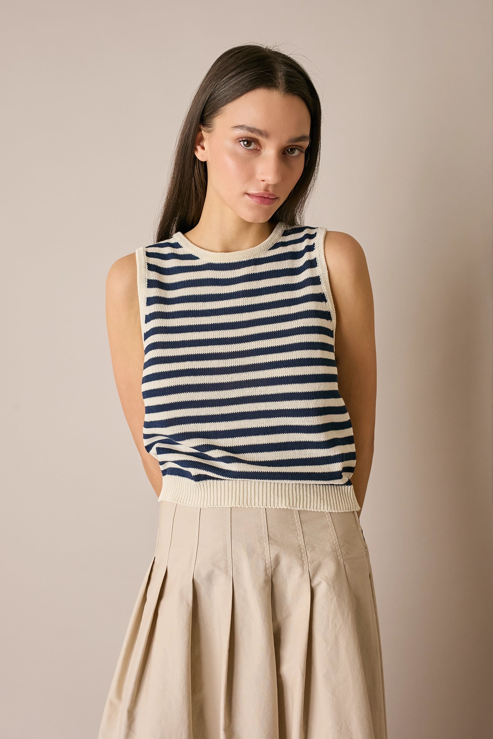 Top a righe in cotone