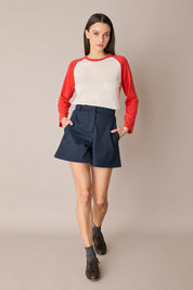 Maglia stile baseball con maniche raglan