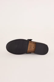 mocassini t-bar con suola in cuoio camoscio bruciato, made in italy