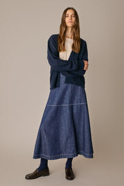 Cardigan senza bottoni in lana e alpaca